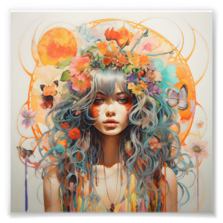 Blumige Fantasie-Wandkunst Fotodruck