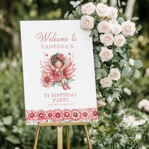 Blumige Feen-Röte Süße Willkommens-Schilder zum 5. Poster