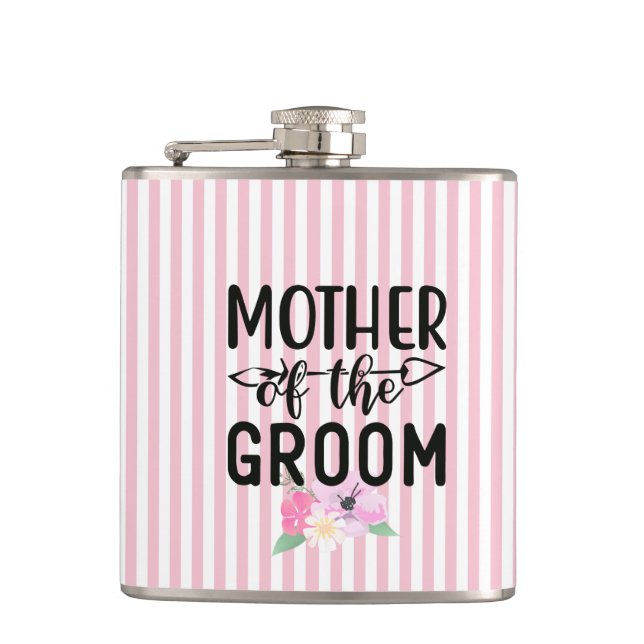 Blumige Flasche für die Mutter des Bräutigams Flachmann (Vorderseite)