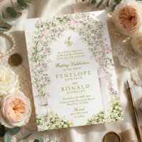 Blumige französische Gartenbogen-Hochzeit im Vinta