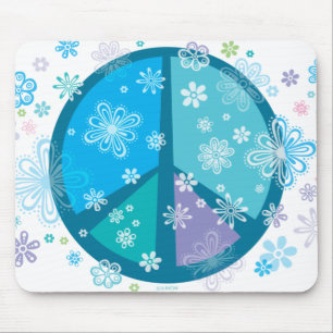 Blumige Friedenszeichen-Mausunterlage Mousepad