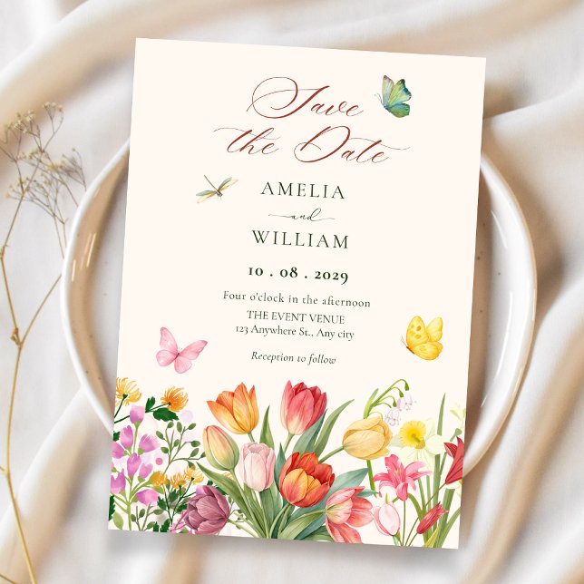 Blumige Frühlingsgartenhochzeit Save The Date (Von Creator hochgeladen)
