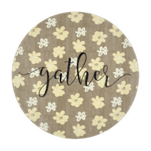 Blumige gelbe Typografie Farmhouse-Dekoration Schneidebrett
