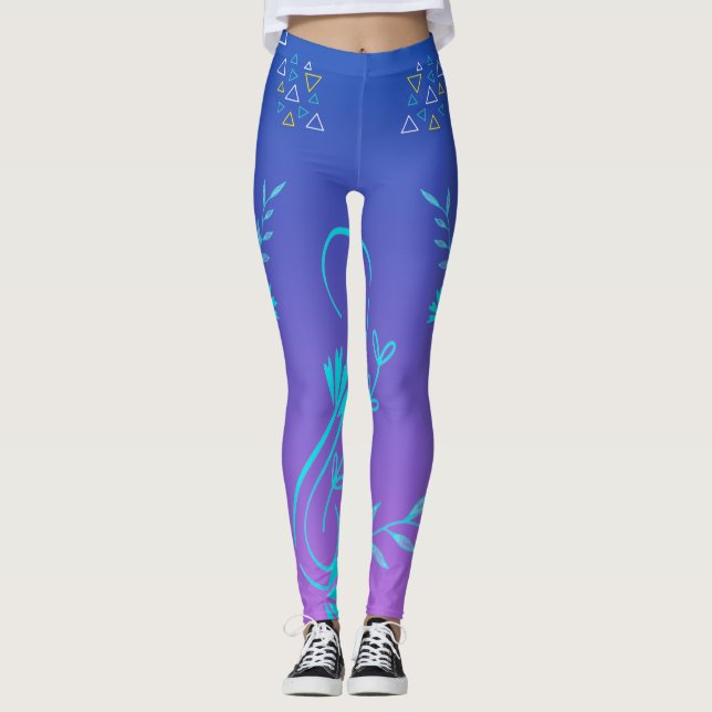 Blumige geometrische Gradient-Leggings Leggings (Vorderseite)