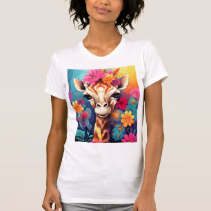 Blumige Giraffenporträt-9320 T-Shirt