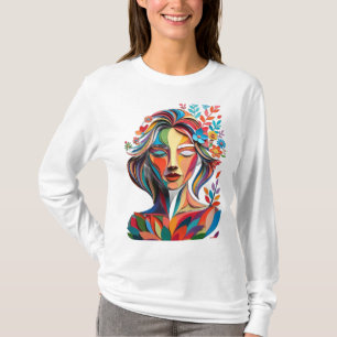 Blumige Harmonie in geschichteter Scherenschnitt-P T-Shirt