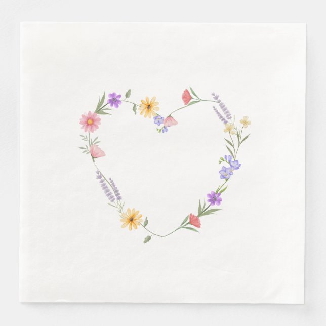 Blumige Herzdinner Servietten (Vorderseite)