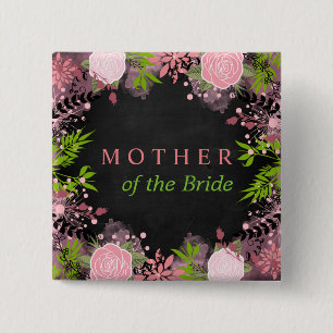 Blumige Hochzeit Mutter der Braut Button