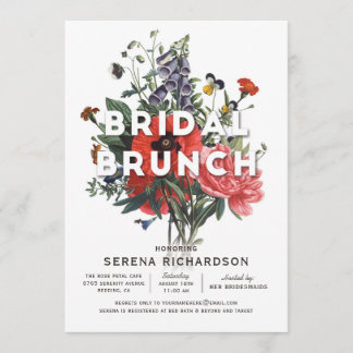 Blumige Hochzeits-Brunch-Einladung zur Brautparty Einladung