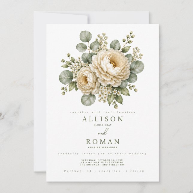Blumige Hochzeitseinladung (Vorderseite)