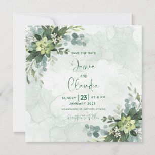 Blumige Hochzeitseinladung Save The Date Einladung