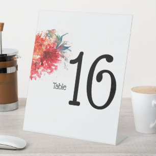 Blumige Hochzeitstischnummern - Acrylglas Sockelschild