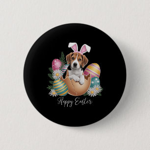 Blumige Hunde Ostertag Süßer Beagle Hund Welpe Glü Button