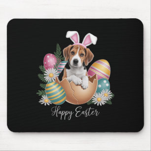 Blumige Hunde Ostertag Süßer Beagle Hund Welpe Glü Mousepad