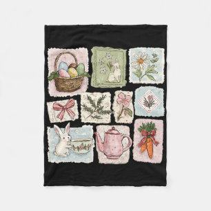 Blumige Kokette Frühlings-Osterhase Vintage Glückl Fleecedecke