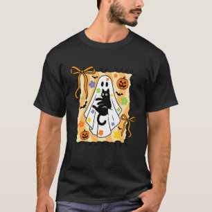 Blumige Kokette Geist hält schwarze Katze Hallowee T-Shirt