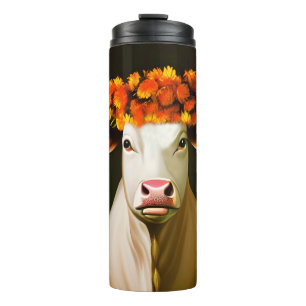 Blumige Kuh Thermosbecher