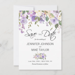 Blumige Lavendel-Lila-Flieder-Blumen-Hochzeit Save The Date
