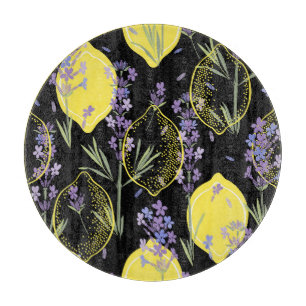 Blumige Lavendel-Limonen Vintage-Illustration Schneidebrett