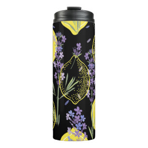 Blumige Lavendel-Limonen Vintage-Illustration Thermosbecher