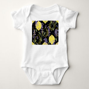 Blumige Lavendel Zitronen Vintage-Illustration Baby Strampler