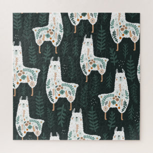 Blumige Llamas Cute Vintage-Textur Puzzle