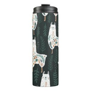 Blumige Llamas Cute Vintage-Textur Thermosbecher