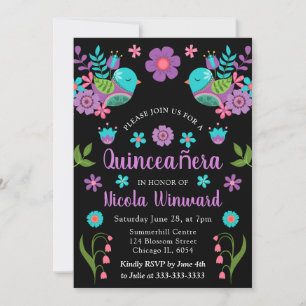 Blumige mexikanische Fiesta Quinceañera  Einladung