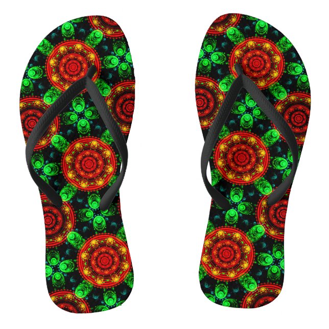 Blumige moderne Boho elegante abstrakte Muster #50 Flip Flops (Fußbett)