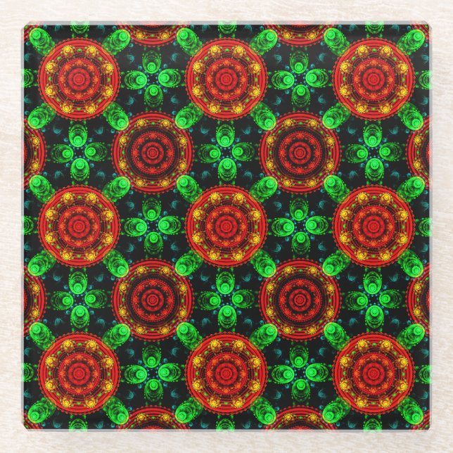 Blumige moderne Boho elegante abstrakte Muster #50 Glasuntersetzer (Vorderseite)