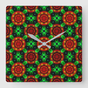 Blumige moderne Boho elegante abstrakte Muster #50 Quadratische Wanduhr