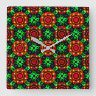 Blumige moderne Boho elegante abstrakte Muster #50 Quadratische Wanduhr