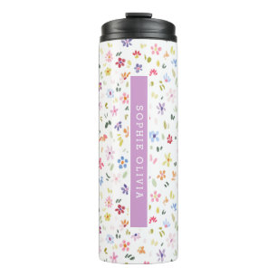 Blumige moderne Wildblumen Mädchenhaft elegante st Thermosbecher