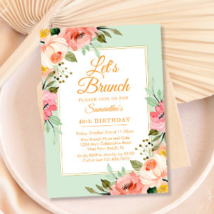 Blumige Pastelltöne Rosa Lass uns Brunchen Jede Ve Einladung