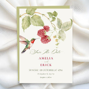 Blumige Raspaberries Kolibri Hochzeit Save The Date