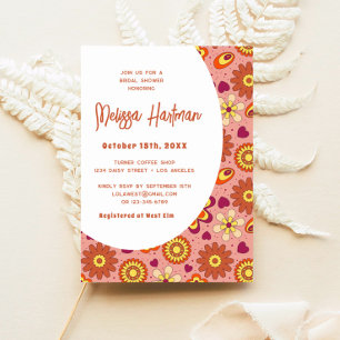 Blumige Retro Hippie-Brautparty Einladung