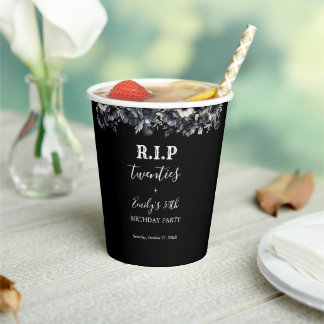 Blumige RIP Twenties 30. Geburtstagsfeier Pappbecher