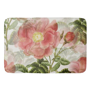 Blumige Rosenblüten Vintage-Badmatte Badematte