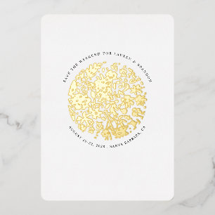 Blumige runde minimalistische glamouröse Save-the- Folieneinladung