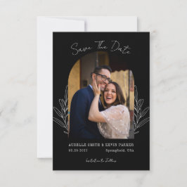 Blumige rustikale Arch-Foto-Schwarze Hochzeitsmono Save The Date
