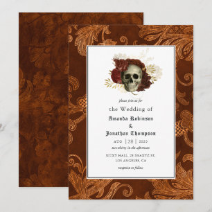 Blumige Rustikale Damast-Gotik-Hochzeit Einladung