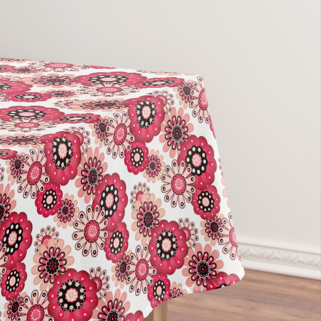 Blumige rustikale retro rote und weiße tischdecke (Beispiel)