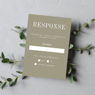 Blumige Schlichtheit 2 Moosgrüne Minimalistische H RSVP Karte