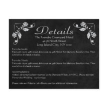 Blumige schwarze Schiefertafel Hochzeitsdetails Ri