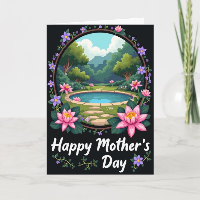 Blumige serene Muttertags-Karte Karte (Vorderseite)