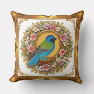 🕊️ Blumige Singvögel Wurfkissen Cottage-Dekor 🌸 Kissen