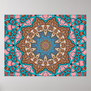 Blumige Sonnen-Mandala Poster