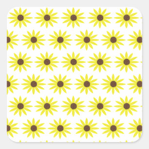 Blumige Sonnenblumenmuster goldgelbe Blumen Quadratischer Aufkleber