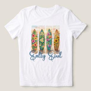 Blumige Surfboards Salzige Seele Strand Sonnenunte Tri-Blend Shirt