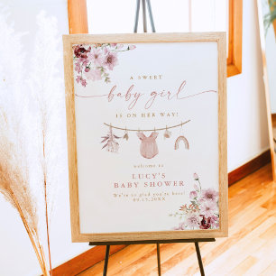 Blumige süße Baby-Mädchen-Kleiderleine Baby-Party Poster